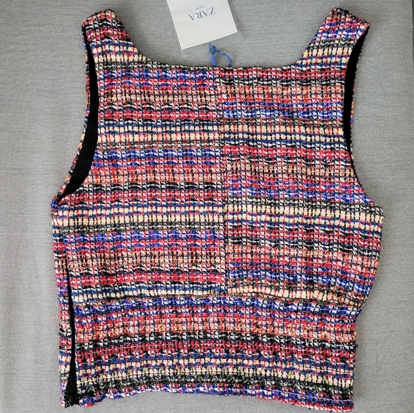 NWT Zara Metallic Thread Crop Top Small - Picture 6 of 11